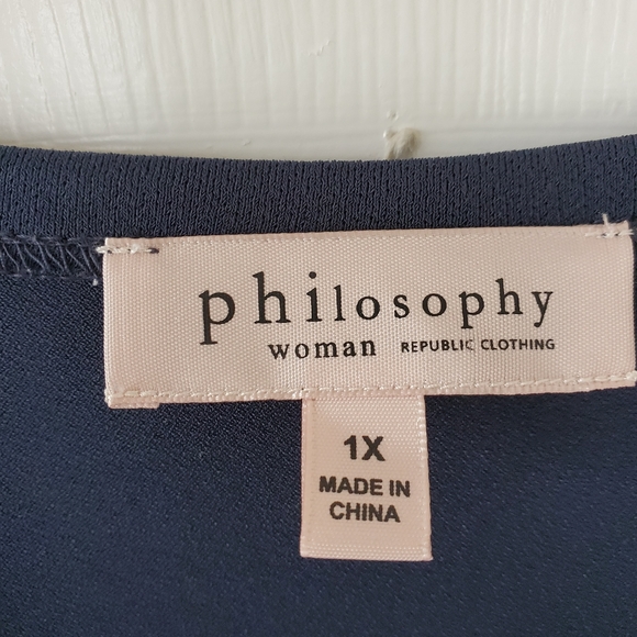 Philosophy/ Blue Top with Zippered Sides - Picture 2 of 7
